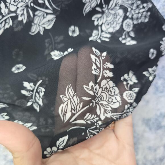 Timing Dress Women Medium Black Floral Bell Sleeve V Neck Boho Fairy y2k Chiffon - Picture 7 of 10